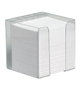 Zettelbox 32080, mit Stiftehalter, 94x94mm, inkl. 850 Notizzettel, transparent, Kunststoff