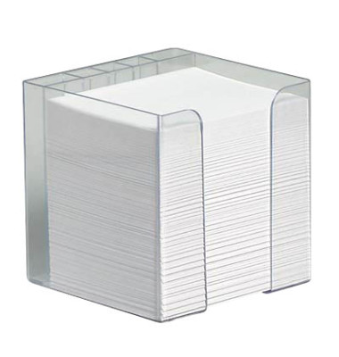 Zettelbox 32080, mit Stiftehalter, 9,7x9,7x9,7cm, transparent, Kunststoff, inkl.: 850 Notizzettel