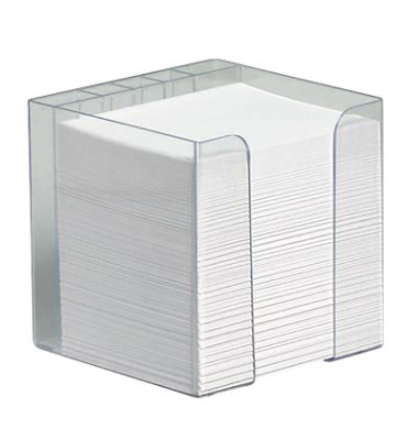 Zettelbox 32080, mit Stiftehalter, 94x94mm, inkl. 850 Notizzettel, transparent, Kunststoff