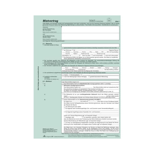 4002871052405 - 25 x Vordruck Universal-Mietvertrag A4 4x2 Seiten selbstdurchschre