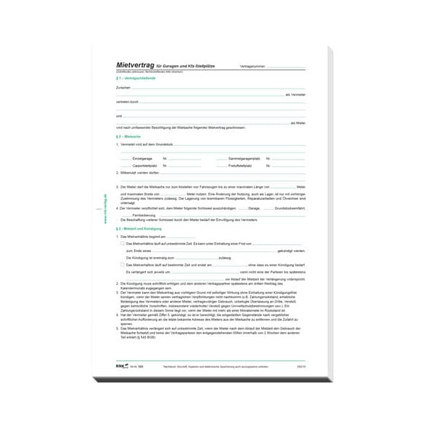 Rnk Mietvertrag Garagen A4