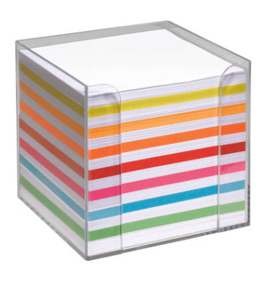 Zettelbox 9903, 9,5x9,5x9,5cm, transparent, Kunststoff, inkl.: 700 Notizzettel