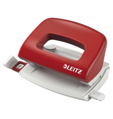 B&uuml;rolocher NeXXT Mini 5058-00-25, rot, bis 1mm 10 Blatt, mit Anschlagschiene