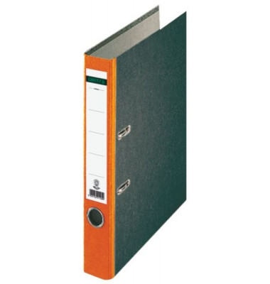 Ordner Standard 221126, A4 52mm schmal Karton schwarz/orange