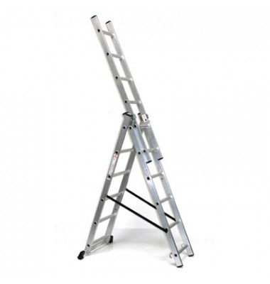 Schiebeleiter 76069, 3 x 6 Stufen, silber, Aluminium