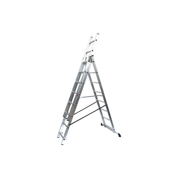 4260054775071 - Schiebeleiter 76089 3 x 8 Stufen silber Aluminium 4260054775071 SZ Metall