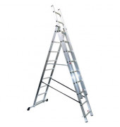 Schiebeleiter 76099, 3 x 9 Stufen, silber, Aluminium