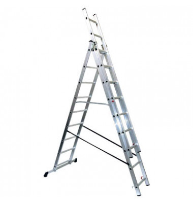 Schiebeleiter 76099, 3 x 9 Stufen, silber, Aluminium
