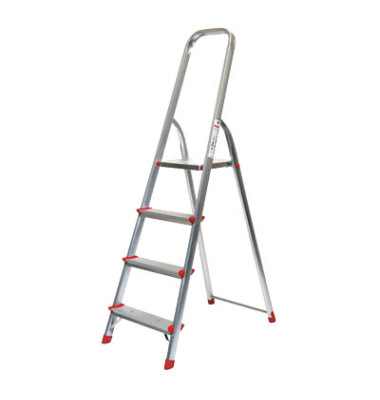 Stehleiter 78049, 1 x 4 Stufen, silber, Aluminium