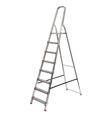 Stehleiter 78079, 1 x 7 Stufen, silber, Aluminium