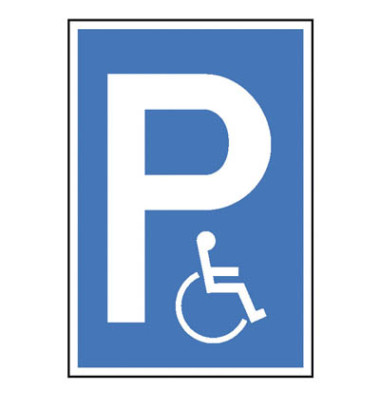 Parkplatzschild Symbol P, Symbol Rollstuhlfahrer blau/weiß