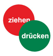 Türschild Drücken/Ziehen Ø 10cm für Glastüren 1 Folie beidseitig bedruckt