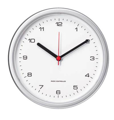 Funkwanduhr Design silber Ø 25cm Funkwanduhr Design silber Ø 25cm