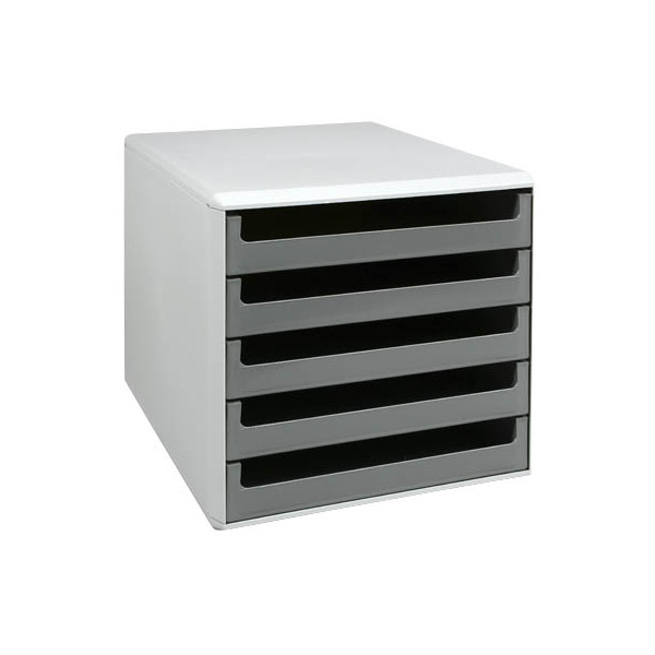 4011001103054 - Schubladenbox 30050910 lichtgrau dunkelgrau 5 Schubladen offen 4011001103054 M und M
