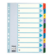Kartonregister 100161, 1 bis 10, A4, 160 g/m², farbige Taben, 10-teilig