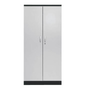 Aktenschrank 100129, Holz/Stahl abschließbar, 5 OH, 92 x 195 x 42 cm, lichtgrau/schwarz