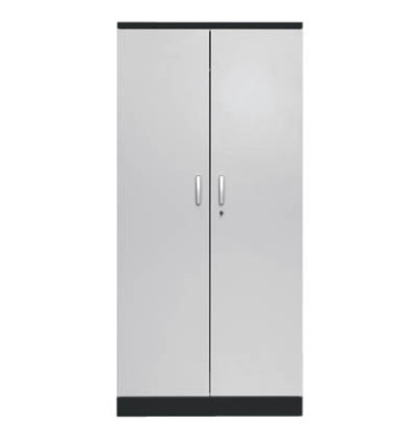 Aktenschrank 100129, Holz/Stahl abschließbar, 5 OH, 92 x 195 x 42 cm, lichtgrau/schwarz