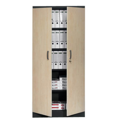 Aktenschrank 100130, abschlie&szlig;bar, 5 OH, ahorn/schwarz, 92x195x42cm (BxHxT)