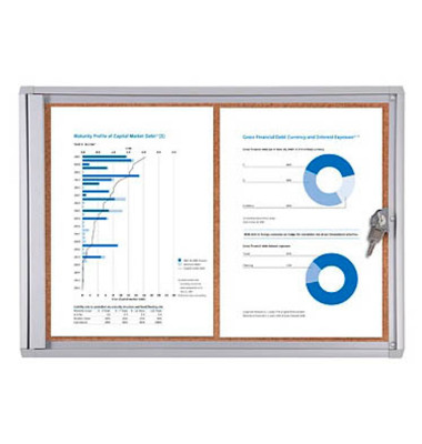 Schaukasten Economy XS Kork SCXSC2XA4, 2xA4 (A3), braun/silber, Kork, pinnbar