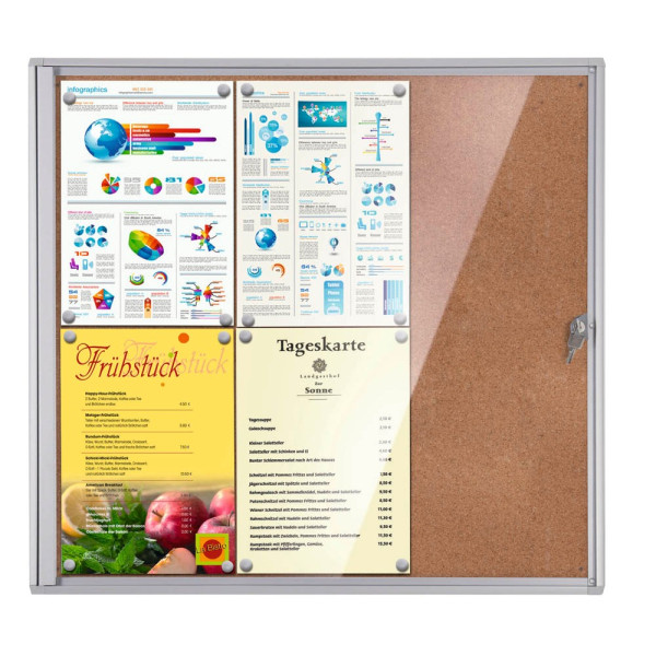 8595578357073 - Schaukasten XS 6 x A4 mit Korkrückwand braun silber 8595578357073 Showdown Displays 8595578357073 - Schaukasten XS 6 x A4 mit Korkrückwand braun silber 8595578357073 Showdown Displays