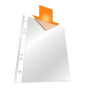 Prospekthüllen 265019 dokumentenecht, mit Lochrandverstärkung, A5 transluzent genarbt, oben offen, 0,055mm