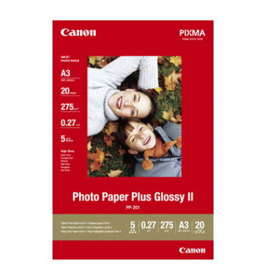 Fotopapier PP-201 Plus Glossy II 2311B021, A3+, für Inkjet, 265g weiß hochglänzend einseitig bedruckbar