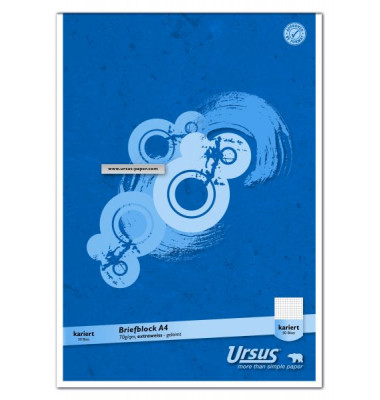 Briefblock 608742020, Lineatur 22 / kariert, A4, 70g, blau, 50 Blatt