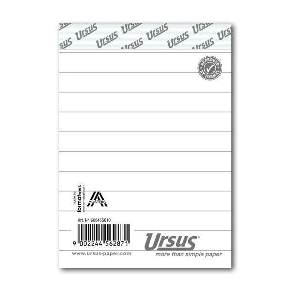 9002244562871 -  Notizblock 608455010 liniert A7 60g 48 Blatt 9002244562871 Ursus