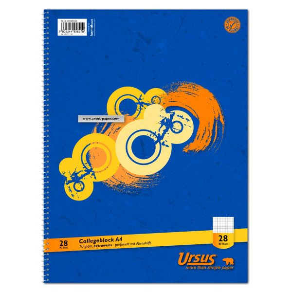 9002244558270 -  Collegeblock 040480025 Style Work flow Muster Lineatur 28   kariert mit Rand innen außen A4 70g blau 80 Blatt 900224455827