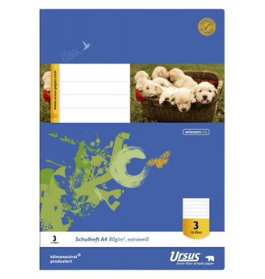 Schulheft 040416003 Style, Lineatur 3 / liniert, A4, 80g, blau, 16 Blatt / 32 Seiten