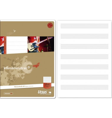 Notenheft 040408022 Systeme / Notensystem mit Hilfslinien / keine, A4, 80g, sand, 8 Blatt / 16 Seiten