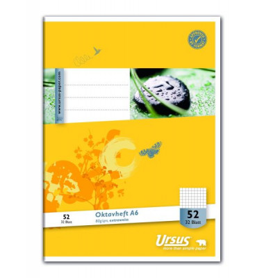 Oktavheft 040632052 Style, Lineatur 52 / Lineatur 52 / keine, A6, 80g, gelb, 32 Blatt / 64 Seiten