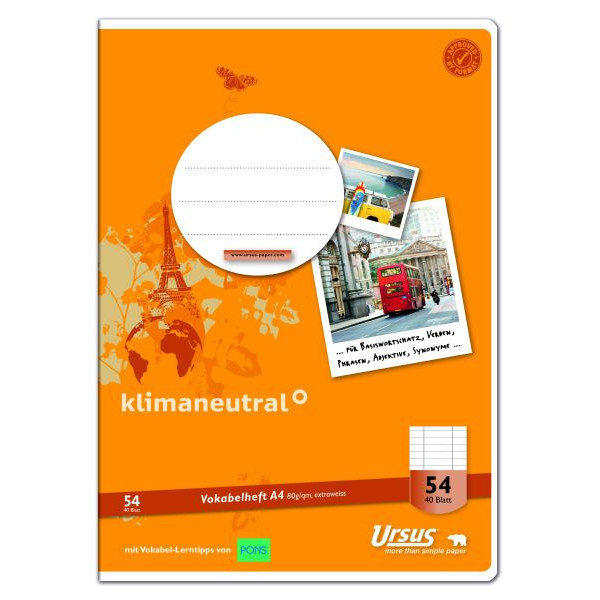 Staufen Vokabelheft 040440054 Style, Lineatur 54 / liniert mit 2 Mittelstrichen / keine, A4, 80g, orange, 40 Blatt / 80 Seiten 900224455