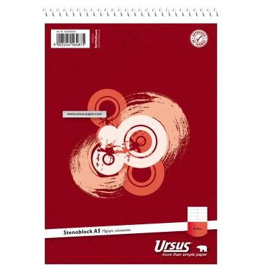 Stenoblock 040539000, liniert, A5, 70g, rot, 40 Blatt