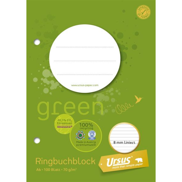 9002244824771 -  Notizblock 044390010 liniert A6 70g grün 100 Blatt 9002244824771 Format-X
