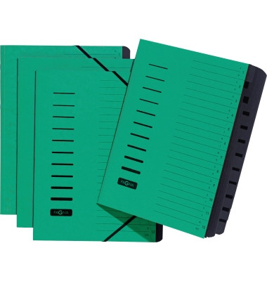 Ordnungsmappe 24122-03, 1-12 / AB-XYZ, gr&uuml;n, A4, 12 F&auml;cher