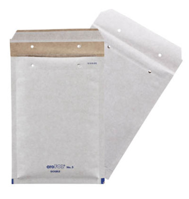 Luftpolstertaschen No. 3, 2FVAF000223, innen 135x210mm, haftklebend + Lochung für Klammer, grauweiß