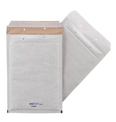 Luftpolstertaschen 4/D No. 4, 2FVAF000224, innen 170x260mm, haftklebend + Lochung für Klammer, grauweiß