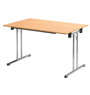 Klapptisch ohne TPCH147H, 74cm (H), 140x70cm (BxT), rechteckig, buche / chrom