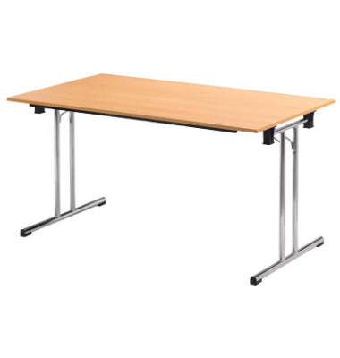 Klapptisch ohne TPCH167H, 74cm (H), 160x70cm (BxT), rechteckig, buche / chrom