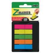 Index Haftstreifen Z-Marker mini mit 5 Farben (neonrot, -gelb, -grün, -orange, -blau)