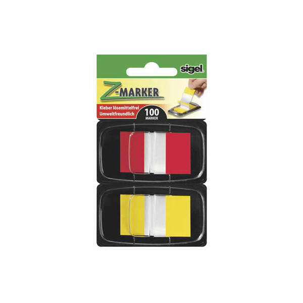 10 Stück Sigel Haftmarker HN496, Z-Marker, 25x43mm, 2-farbig sortiert, ohne, Z-Notes, rechteckig 4004360891137 Sigel 100 Stück