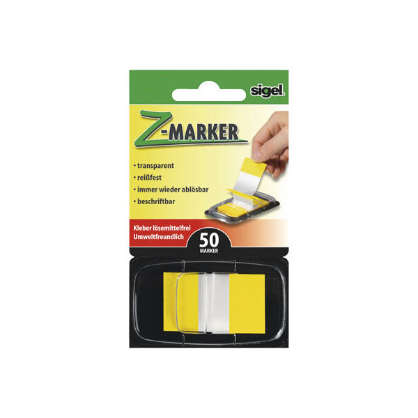 12 Stück Sigel Haftmarker HN490, Z-Marker, 25x43mm, gelb, ohne, Z-Notes, rechteckig 4004360891199 Sigel 50 Stück