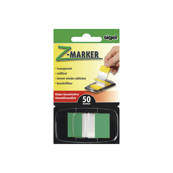 12 Stück Sigel Haftmarker HN493, Z-Marker, 25x43mm, grün, ohne, Z-Notes, rechteckig 4004360891281 Sigel 50 Stück