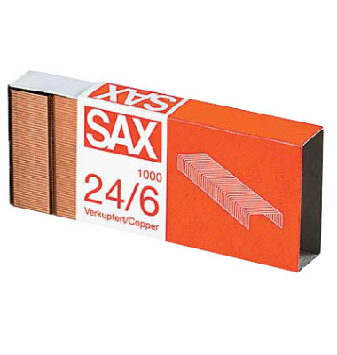 Heftklammern 24/6, 1-246-01, Stahldraht verkupfert, Heftleistung 25 Blatt max.