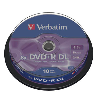 DVD-Rohlinge 43666 DVD+R, Double Layer, einmal, 8,5 GB / 240 Min, Spindel 