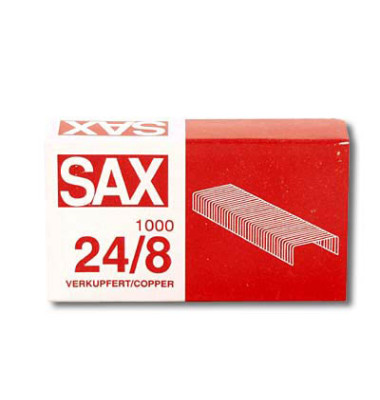 Heftklammern 24/8, 1-248-01, Stahldraht verkupfert, Heftleistung 50 Blatt max.