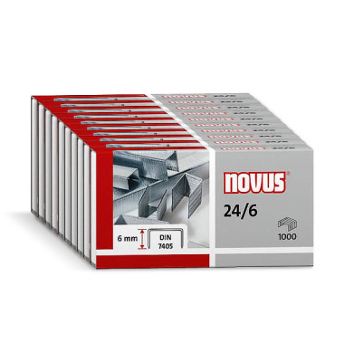 Heftklammern SUPER 24/6, 040-0129, Stahldraht verzinkt, Heftleistung 2-30 Blatt max.