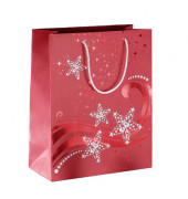 Geschenktasche GT107 Wave, Weihnachten, farblich abgestimmte Tragekordel, Sterne, 26cm x 33cm