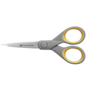 Büroschere TITANIUM Super, Edelstahl, rostfrei, titanbeschichtet, 13cm, grau-gelb